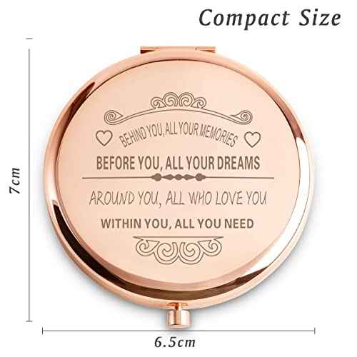 Stocking Stuffers for Adult Teen, Inspirational Gifts for Women Girls, Unique Christmas Birthday Gifts for Her Mom Wife Sister Daughter Niece Friends, Personalized Engraved Compact Mirror