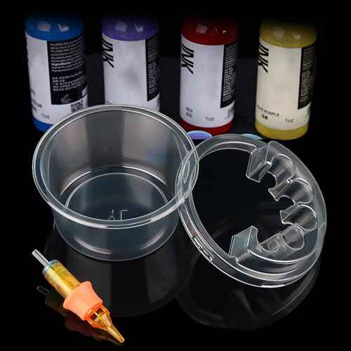 40PCS Disposable Tattoo Cartridge Cup Holder Plastic Tattoo Cartridge Tray For Tattoo Inks Needle Holder Placement Rack Disposable Plastic Cup Working Cup Cleaning Cup