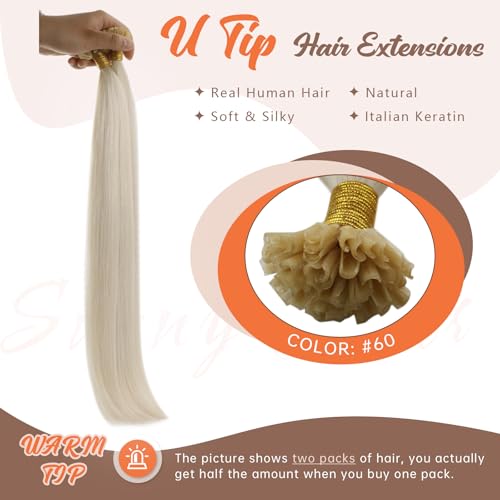 Sunny Hair Long U Tip Hair Extensions Human Hair White Color K Tip Hair Extensions Real Human Hair Blonde Keratin Bond Extensions Human Hair 24inch 50g