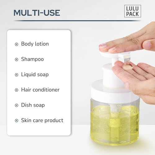 Pump Bottle Dispenser for Soap : Shampoo Container for Travel Conditioner - Refillable Jar for Hand Lotion and Dish - Empty Plastic 250ml Clear