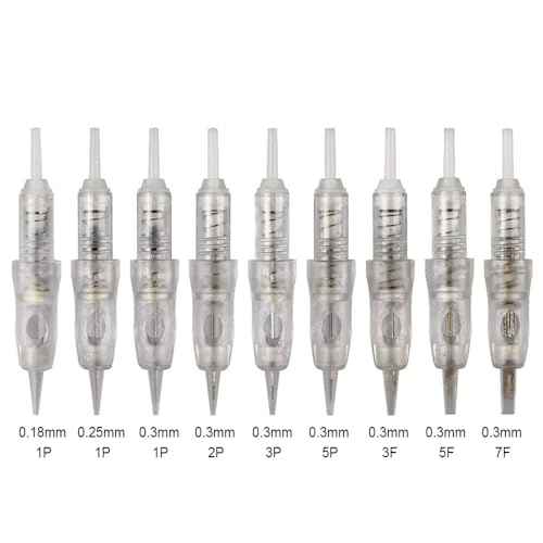 30pcs/Pack Disposable Cartridge Tattoo Needles Sterilized Permanent Makeup Needles for Micropigmentation Device Tattoo Machine for Powder Brows Permanent Make Up Shading (0.3mm 1P)