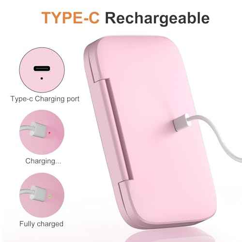 Mini Travel Makeup Mirror Pink Dual-Sided 5X/1X Magnification, 180¡Æ Foldable Design, Portable Cosmetic Mirror for Handbag Small Make up Mirror for Gifts