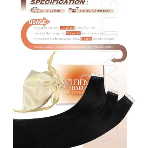 Sunny Hair Tape in Hair Extensions Human Hair 22inch Hair Extensions Real Human Hair Tape in Extensions for Women Jet Black Invisible Remy Hair Natural Straight Skin Weft Double Sided Tapes 20Pcs 50g