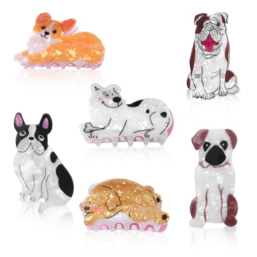 6 Pcs Dog Hair Clips, Cute Small Claw Clips for Short Long Hair, Cellulose Acetate Hair Clips for Women Girls and Dog Lovers