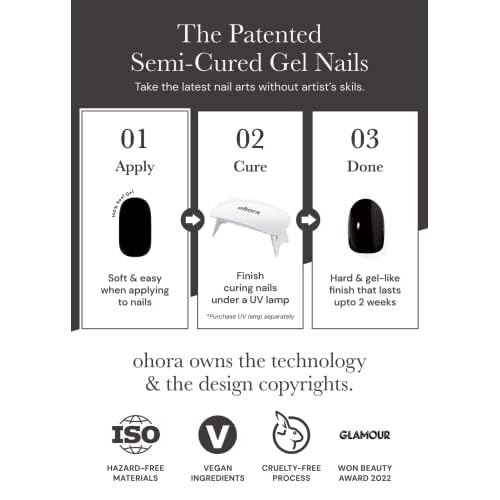 ohora Semi Cured Gel Pedi Strips (P Chilly Red) - Works with Any Pedi Lamps, Salon-Quality, Long Lasting, Easy to Apply & Remove - Includes 2 Prep Pads, Pedi File & Wooden Stick
