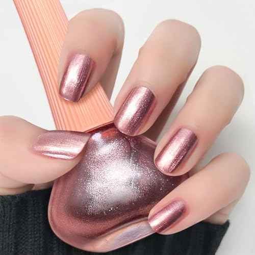 Rose Nail Polish, Quick Dry Nail Lacquer, Rose Shimmer Glitter Nail Polish, Chip-Resistant & Longwear Formula, High Shine Finish,Salon-Quality for Women 0.41 fl oz