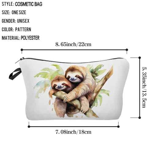 Lovely Sloth Makeup Bag Cute Small Organizer Zipper Pouch Lovely Sloth Cosmetic Bag Birthday Present for Women Friends