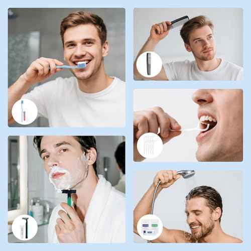 Pack of 5 Travel Size Toiletries Kit Individually Packed,Personal Hygiene Kit for Men Homeless Care Package Supplies Bulk