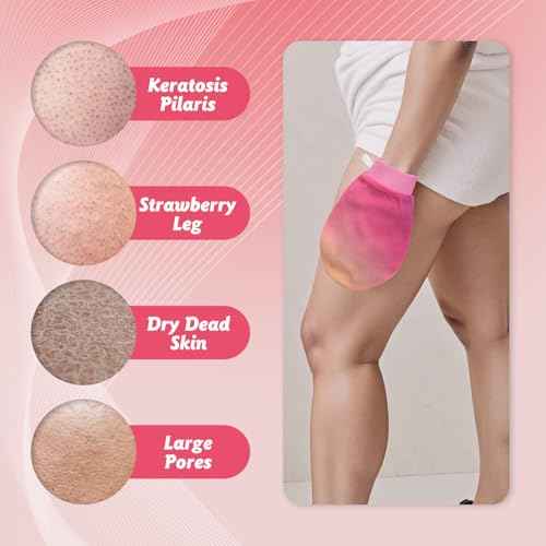 LOTTA Dreamy-Glow Deep Exfoliating Glove - Vegan Dead Skin Removal Body Scrub Mitt Bath Washcloth for Women Shower Exfoliation (Rose Garden)