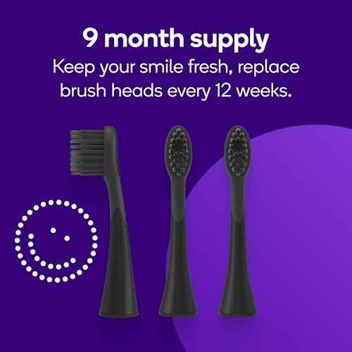 BURST Genuine Replacement Heads for Original Sonic Electric Toothbrush (Black/3 Pack) | Ultra Soft Bristles for a Deep Clean | Stain & Plaque Removal