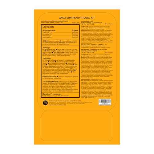 Anua Sun-Ready Travel Kit, Zero-Cast Sunscreen & Cleansing oil & Face Wash. Korean Sunscreen with Mini Size Double Cleansing routine ,Korean Skincare Set