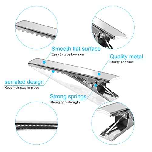 70 Pcs Alligator Hair Clips, 3 Sizes Oversized Metal Silver Hair Bow Clips Single Prong Hairdressing Salon Hair Grip DIY Accessories Hairpins for Women Bows Making Crafts (3.9-2.2-1.8 inch)