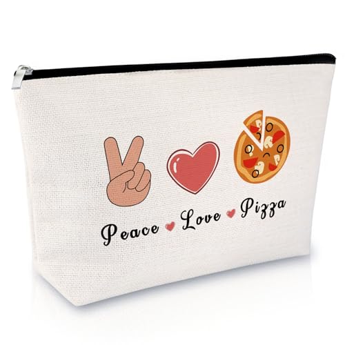 Fun Pizza Themed Cosmetic Bag - Pizza Lover Gift for Women & Foodies - Travel Toiletry Bag & Storage Pouch