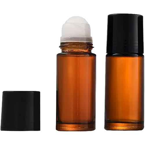 2 Pcs Clear Empty Glass Essential Oil Roller Bottles Vials Containers Refillable Roll-on Bottles with Funnel 30ML Refillable Cosmetic Containers Roller Balls for Essential Oils (Brown)