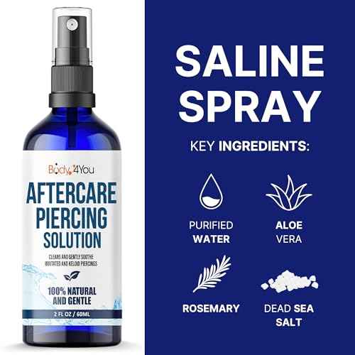 BodyJ4You Piercing Aftercare Spray Keloid Bump Removal Piercing Hole Cleaner - Earring Hole Cleaner Piercing Floss Ear Hole Cleaner - Natural Saline Wound Wash - Pierced Ears Nose Cleaning Kit
