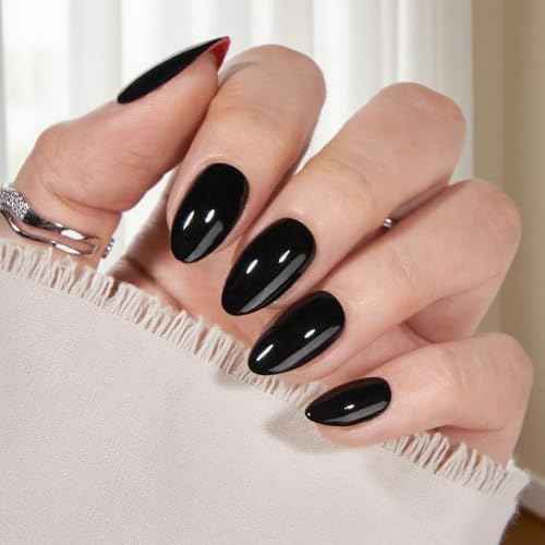 COSMOO Black Nail Polish, Black Quick Dry Nail Lacquer, Vegan Chip-Resistant Long-Lasting Nail Lacquer for Nail Art Varnish, 12ml /0.41 fl oz