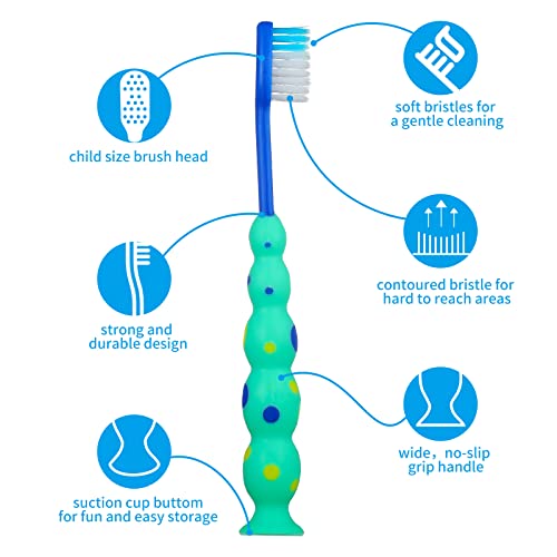 Toddler Toothbrush Pack - 24 Pieces, Soft Bristle Animal Toothbrushes with Covers, Suction Cup, Sensitive Teeth