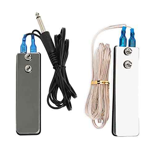 2 Pack Tattoo Foot Pedal Switch with 1/4 inch 6.35MM Plug Cable Stainless Steel Cord Power Supply Foot Control Flat Plate Clip For Tattoo Gun Machine Kits Beginners Artist