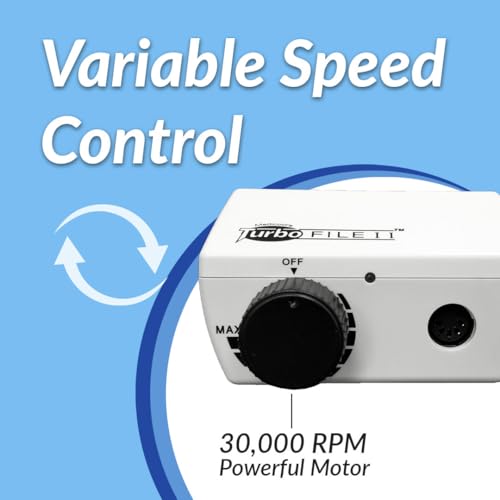 Medicool TurboFile II Electric Nail File -White Lightweight 30,000 RPM Quiet No Vibration Locking Chuck 3/32 Tools | TURBOFLEII