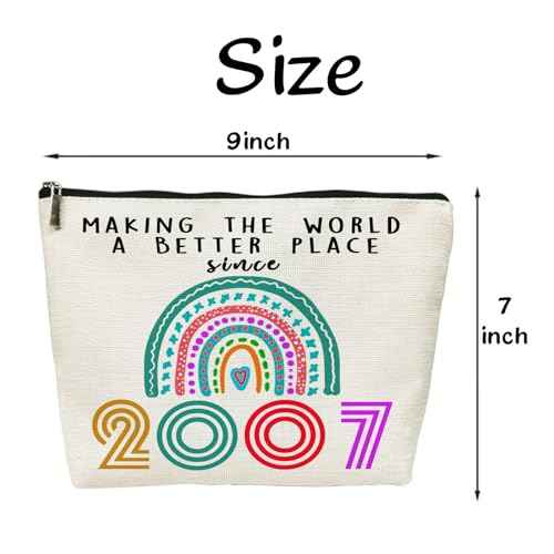 18th Birthday Gifts for Girls Cosmetic Bags, 2007 Happy 18th Birthday Decorations for Teen Girls Makeup Bag, 18 Year Old Girl Gifts for Daughter, Sister, Granddaughter (2007)