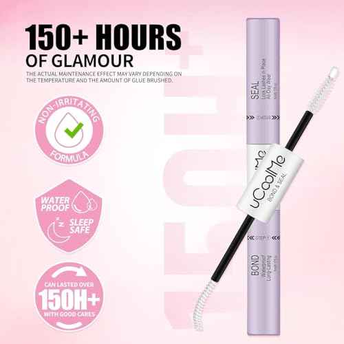 Lash Bond and Seal uCoolMe Waterproof for Lash Clusters 144Hours Super Hold Long-Lasting Non-Irritating Eyelash Glue for DIY at Home(White Bond,10ML)
