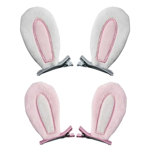 2 Pairs Bunny Ears Hair Clips Easter Rabbit Ears Hair Clips Pink Bunny Ears Halloween Buuny Costume Easter Accessories