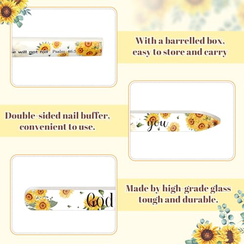 10 Pack Christian Gifts for Women Bulk Bible Verse Crystal Glass Nail File for Natural Nails with Case Double Sided Church Floral Scripture Glass File Christian Religious Gift for Women Adults