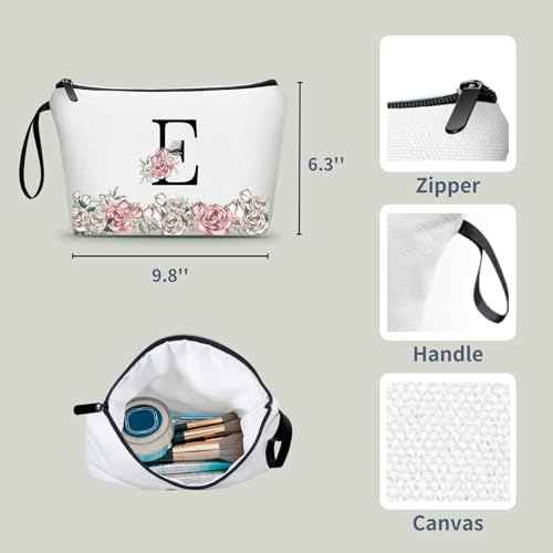 Personalized Makeup Bag for Teen Girls,Gifts for Sisters from Sisters Adult,personalized gifts for girls,Mother Birthday Gifts,Monogrammed Makeup Bag,Letter E