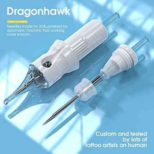 Dragonhawk S6 Tattoo Pen Kit, Rotary Tattoo Machine Coreless Motor Power by Mcore-C1, Tattoo Cartridges Needles Supply Kits for General Artists