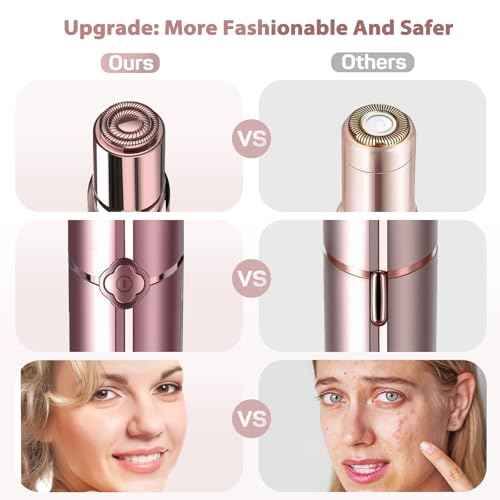 Facial Hair Removal for Women, Electric Painless Rechargeable Facial Hair Remover for Face, Lip, Chin with 2 x Replacement Heads