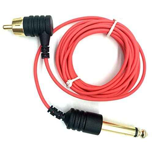 ELEMENT TATTOO SUPPLY - Tattoo Machine RCA Cord Angled Red Wire Pen Rotary Coil Tattoo Machine 6 Feet Ultra Thin Flexible Male Plug