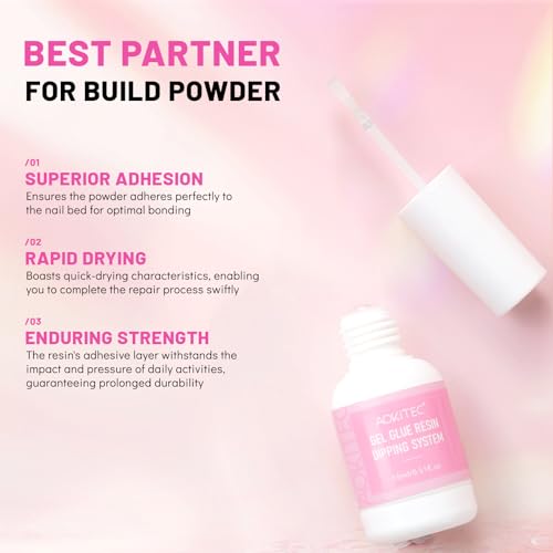Aokitec Nail Repair Kit - 28g Jelly Pink Build Powder for Broken Cracked Split Weak Nails with 15ml Nail Repair Glue Ideal Solution Emergency Easy Quick Fix Air Dry DIY Natural Crystal Pink Nails
