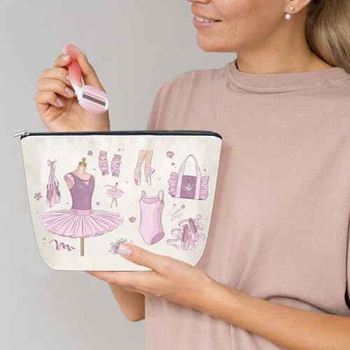 Dance Makeup Bag Ballet Accessories for Teen Girls Sister Teacher Gifts for Dancers Cosmetic Bags