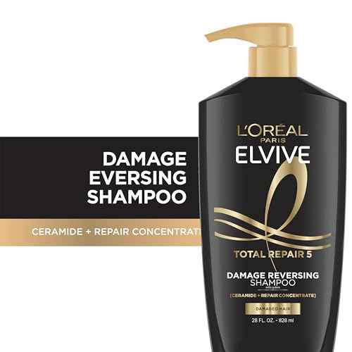 L'Oreal Paris Elvive Total Repair 5 Repairing Shampoo and Conditioner for Damaged Hair, 28 Ounce (Set of 2)(Packaging May Vary)