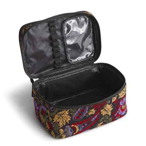 Vera Bradley Premium Cotton Brush Up Cosmetic Case, Midnight Garden Paisley