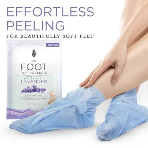 Lee Beauty Exfoliating Foot Peeling Mask (4 Pack) - Foot Mask for Dry Cracked Feet with Lavender, Lactic Acid and Mandelic Acid - Removes Dead Skin Feet Peeling Mask (4 Pairs)
