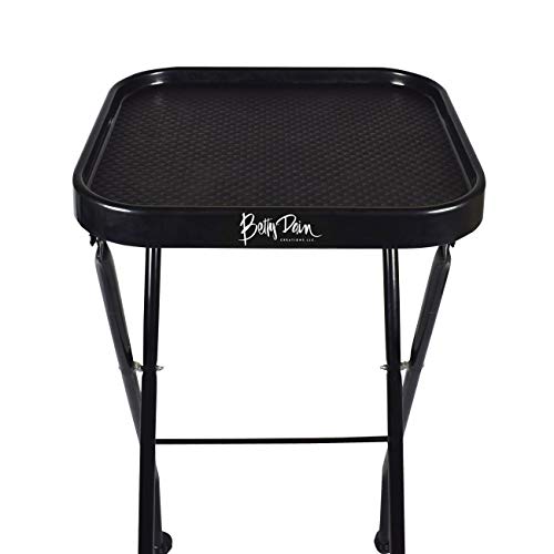Betty Dain Folding Service Tray, Organized Work Area For Salon Services, Simple Tray Lock Release Tilts to Upright Storage Position, Rubber Wheels, 14.5 x 13.5 Inch Tray, 35 Inch height