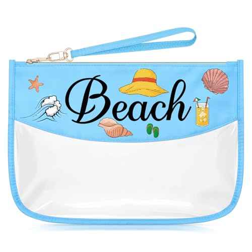 Beach Themed Gifts for Women Friends Adults Blue Makeup Bags with Zipper Beach Lovers Gift Ideas Summer Travel Essentials Cosmetic Travel Bag Organizer Graduation Birthday Present