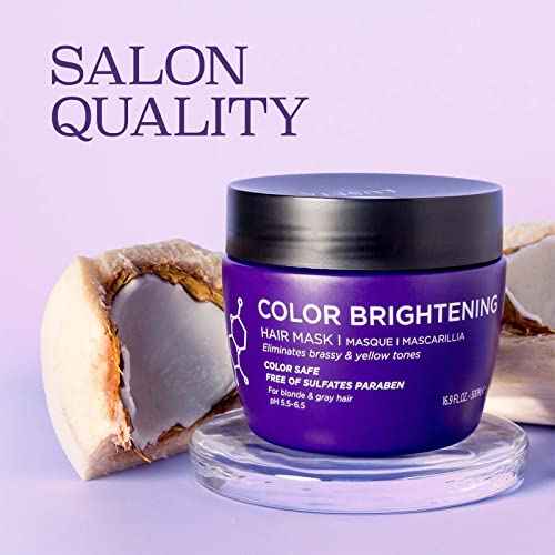 Luseta Purple Hair Mask 16.9 Oz, Deep Conditioner for Color Treated Hair Neutralizes Unwanted Yellow Tones and Removes Brassine, for Blond and Gray hair, Sulfate & Paraben Free