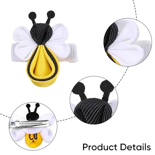 Cute Yellow Hair Clip, Bee Hair Clips, Bee Hair Accessories, Funny Yellow Fabric Spring Hairstyle Barrettes, Birthday, Christmas Gift for Sister, Girlfriend, daughter (2 Pcs)