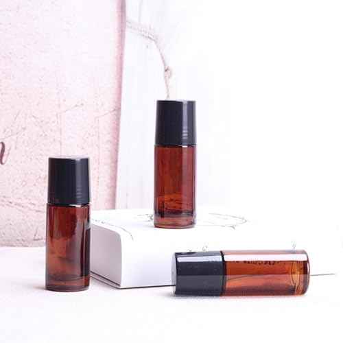 2Pcs Brown 30ml Glass Essential Oil Roller Bottles Refillable Roll on Bottles Empty Deodorant Bottle Containers Rollerball Bottles Beauty and Personal Care Tools for Fragrance Cosmetics