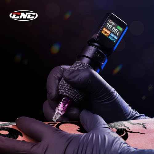 CNC Tattoo Machine Wireless Tattoo Gun Rotary Pen with 3200mAh Dual Batteries 3.5 Stroke Power Supply Digital LED Display Coreless Motor for Tattoo Professionals and Beginners CNC-M2-E77-1