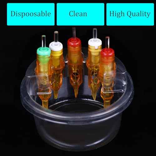 40PCS Disposable Tattoo Cartridge Cup Holder Plastic Tattoo Cartridge Tray For Tattoo Inks Needle Holder Placement Rack Disposable Plastic Cup Working Cup Cleaning Cup