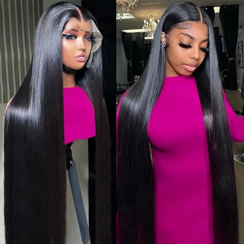 BELE 13x4 Lace Front Wigs Human Hair 26 Inch 200% Density Pre Plucked Brazilian Virgin Straight Skinlike Real Hd Lace Frontal Wigs Human Hair Glueless Straight Lace Front Wigs for Women Natural Color