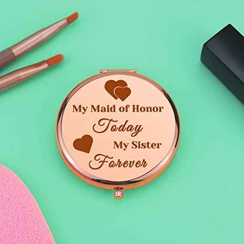 Bridesmaid Gift for Sister Compact Makeup Mirror for Friends Bestie Bridesmaid Thank You Gifts Maid of Honor Gift for Wedding Day Bridal Shower Gift Folding Makeup Mirror Christmas Engagement Gifts
