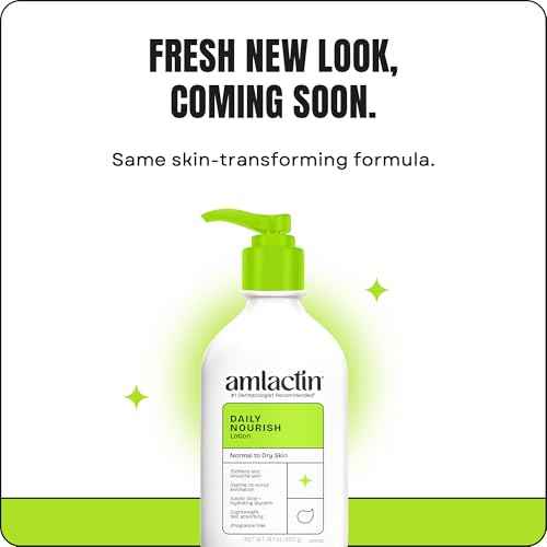 AmLactin Daily Nourish - Therapeutic Body Lotion for Dry Skin - No-Scrub Exfoliator and Moisturizer with 12% Lactic Acid AHA, 14.1 oz (Packaging May Vary)