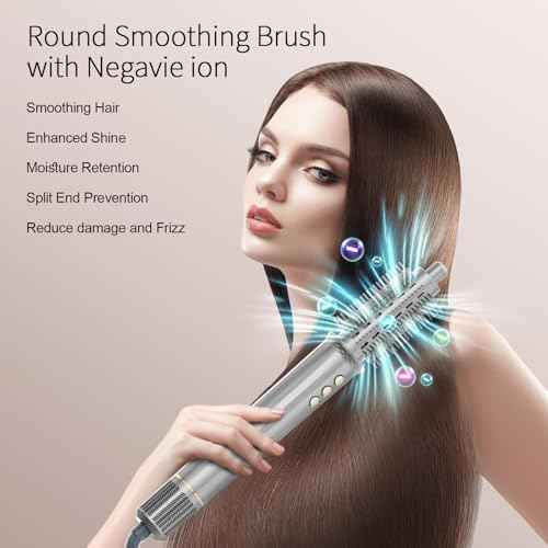 5-in-1 Blow Dryer Brush Set - 110,000 RPM High Speed Hair Dryer & Airbrush Hair Multi Styler - No Heat Damage Auto Wrap Air Curler - Magic Hot Air Styler for at Home Styling Women Gray