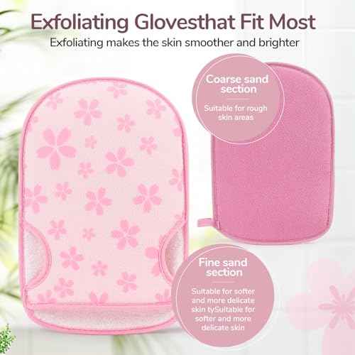 Deep Exfoliating Gloves for Body, Exfoliating Mitt for Shower Ideal for Dead Skin Remover, Dual Texture (Coarse & Fine), Thicken, Non-Slip Inside, Random color (1 Pack)