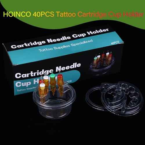 HOINCO 40PCS Hive Cups Disposable Tattoo Cartridge Cup Holder,Tattoo One Piece Needle Placement Rack Cleaning Cup Transparent Plastic Cartridge Supplies