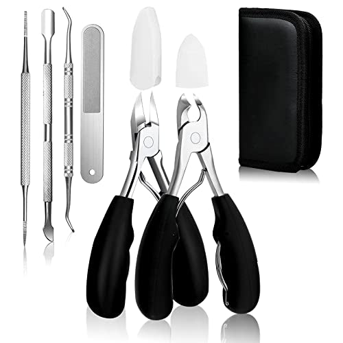 6Pcs Toenail Clippers for Thick Toenails Ingrown Nail Clippers, Large Toe Nail Clippers, Heavy Duty Toe Nail Clippersfor Seniors Toenail Clippers Set with Long Handle for Men